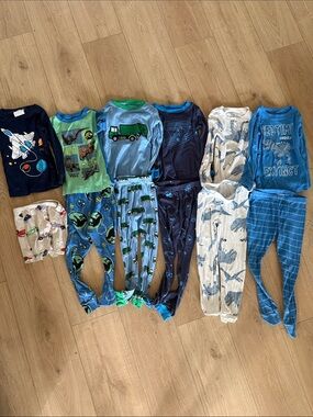 4t Bundle Boys Blue Pajama Set - Space, Dinosaurs & Trucks